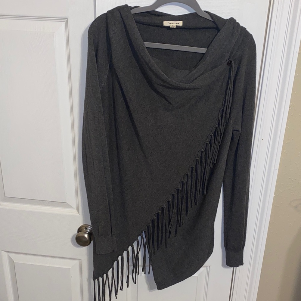 Chico's Charcoal Fringe Sweater